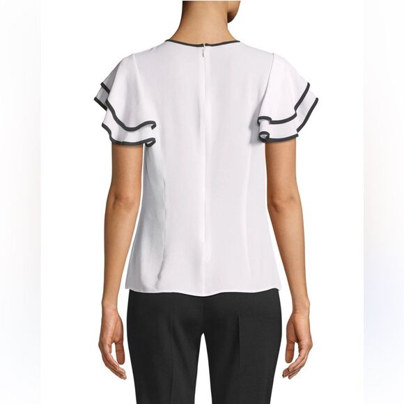 $595 Michael Kors Collection Ruffle Sleeve Silk Blouse. Made in Italy. Size 8 - Picture 2 of 5